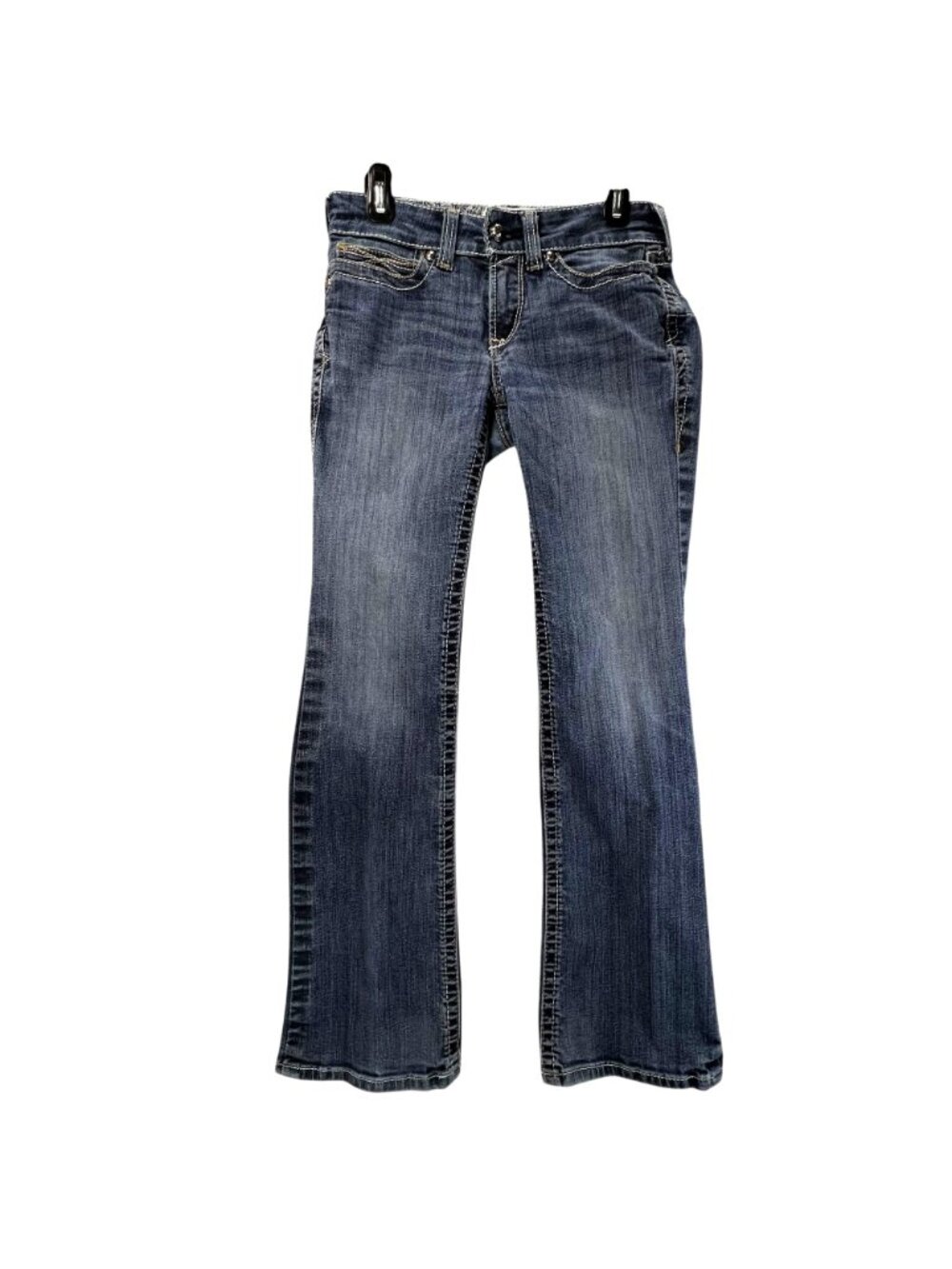 Ariat Womens Mid Rise Bootcut Jeans 27R Denim Stitch Embroidered Pocket Cowgirl - Picture 2 of 16